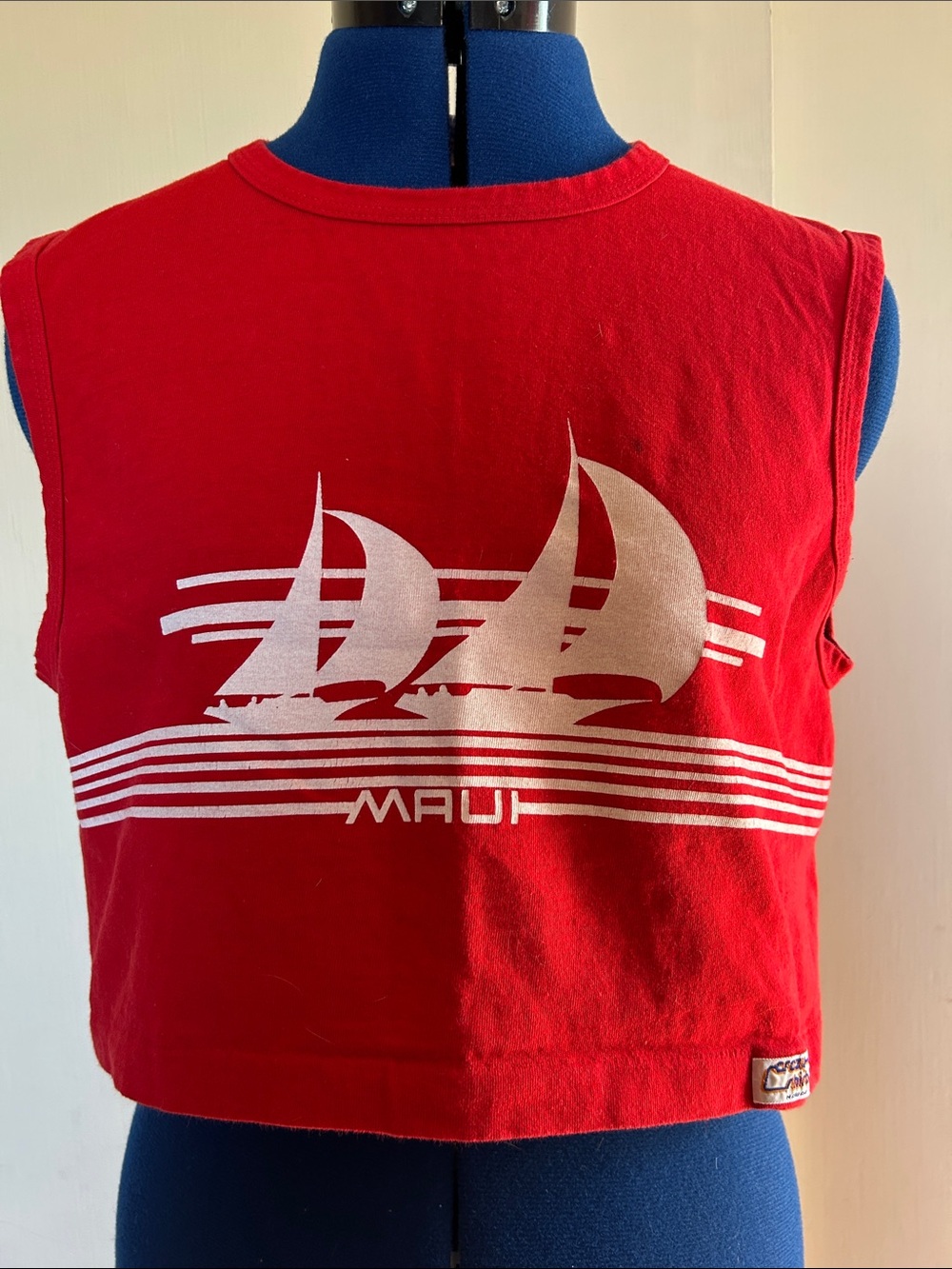 Vintage 80s Crazy Shirts Hawaii Maui Sleeveless Crop Top T-Shirt M